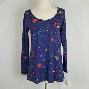 LuLaRoe Lynnae Purple Print Top Size XS NEW